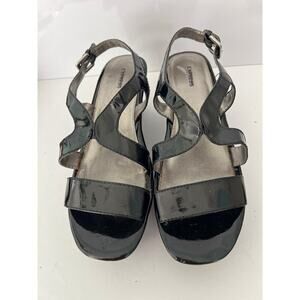 Express Women’s Black Patent Platform Sandals Size 9.